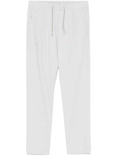 Herno Ice Gray Sport Pants With Elastic Tape In White