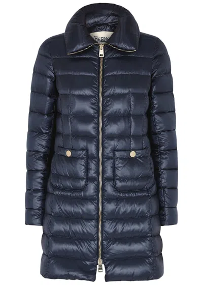 Herno Icon Quilted Shell Coat In Blue