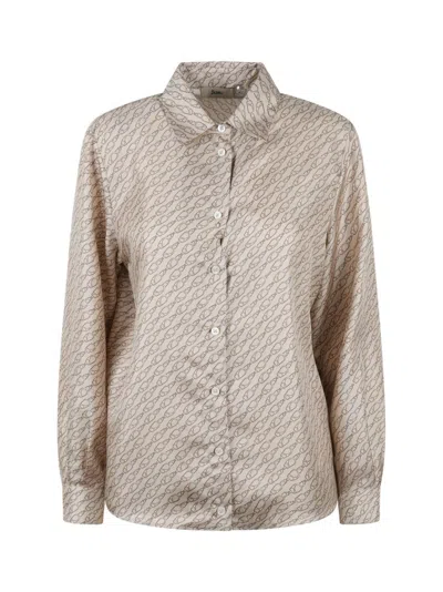 Herno Iconic Print Silk Shirt In Neutral