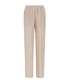 Herno Iconic Print Silk Trousers With Drawstring Waist In Neutral