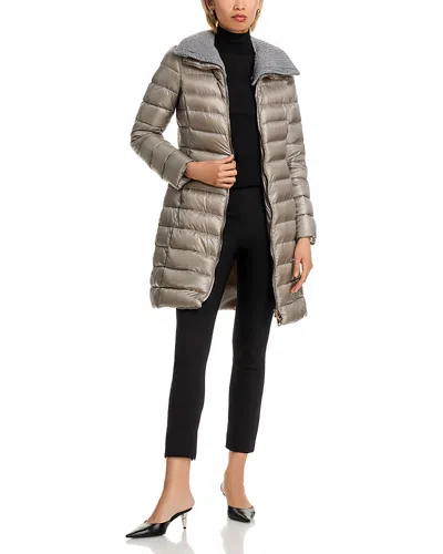Herno Iconico Elisa Knit Nylon Ultralight Coat In Neutral