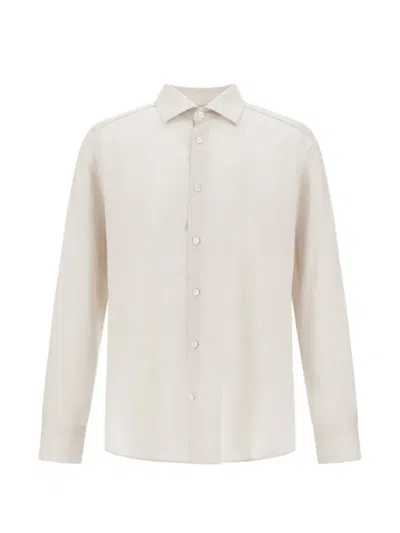 Herno Iconico Logo-plaque Shirt In Neutrals