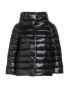 Herno Sleek Black Puffer Jacket With High Collar