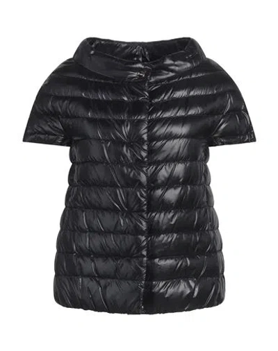 Herno Iconico Woman Puffer Black Size 6 Polyamide, Cotton, Acetate In Black