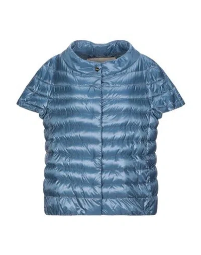 Herno Iconico Woman Puffer Slate Blue Size 6 Polyamide, Cotton, Acetate
