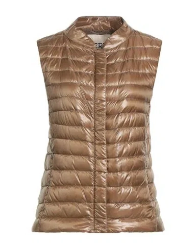 Herno Iconico Woman Vest Camel Size 10 Polyamide