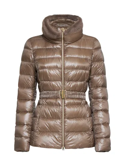 Herno Icons Claudia Quilted Nylon Down Jacket In Brown
