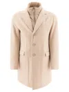 Herno Single-breasted High-neck Coat In Beige