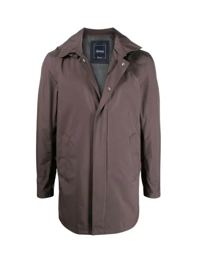 HERNO CARCOAT GORE WITH DETACHABLE HOOD,IM038UL.11101 8800 DARK BROWN