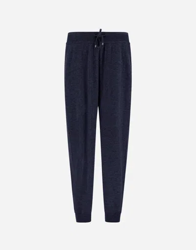Herno Immense Wool Cashmere Trousers In Dark Blue