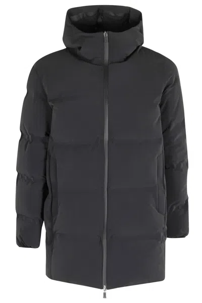 Herno Impact Quilted Down Jacket With Hood And Two-way Zipper In Gray