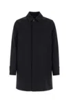 Herno Polyester Raincoat Back Vent Cuffed Sleeves Pockets In Black