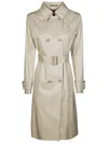 Herno Sand Cotton Gabardine Trench Coat In Gray