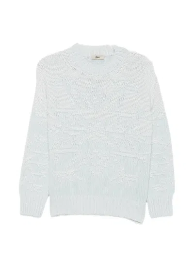 Herno Intarsia-knit Crew-neck Sweater In Blue