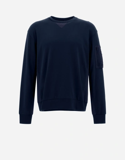 Herno Interlock Sweater And Ultralight Crease Sweatshirt In Navy Blue