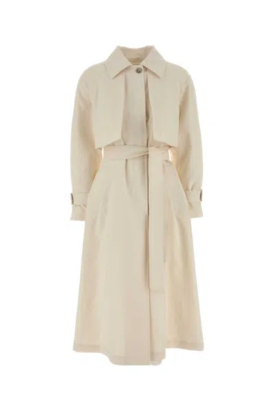 Herno Ivory Jersey Trench Coat In White