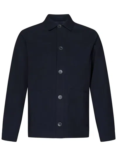 Herno Lightweight Navy Scuba Jacket With Button-up Front