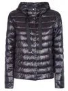 Herno Quilted Hooded Black Jacket With Shine