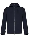 Herno Navy Blue Hooded Jacket With Double Bi-stretch Fabric In Blue