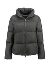 Herno High Collar Padded Jacket Lurex Highlights In Gray