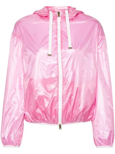 Herno Logo-patch Taffeta Jacket In 4015 Rosa