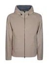 Herno Textured Fabric High-collar Jacket In Beige