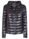 Herno Quilted Hooded Black Jacket With Shine In Black