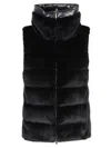Herno Faux Fur Down Puffer Vest In Black