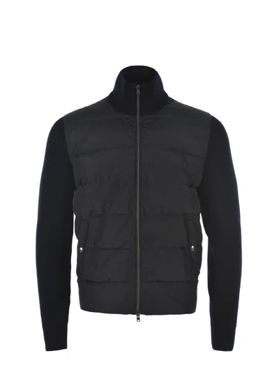 Herno Long-sleeved Knitted Cardigan In Black