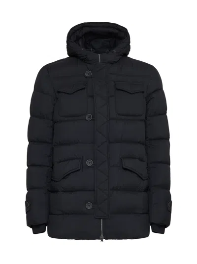 Herno Hooded Down-paneled Jacket In Black