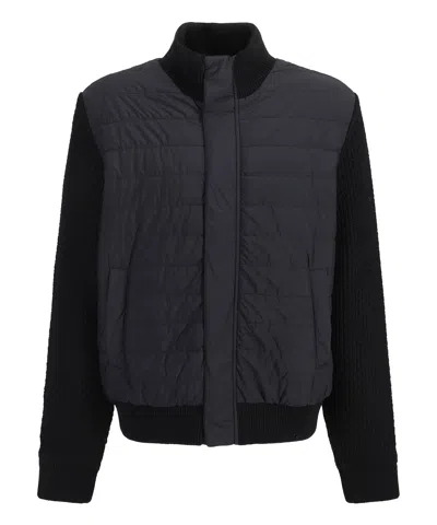 Herno Nylon And Wool Bomber Jacket In Negro