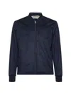 Herno Blue Suede Effect Bomber Jacket In Blu Resort
