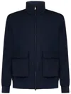 Herno Layered Wool Storm Bomber Jacket In Blue