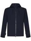 Herno Navy Blue Hooded Jacket With Double Bi-stretch Fabric In Blue