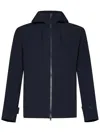Herno Navy Blue Hooded Jacket With Double Bi-stretch Fabric In Blue