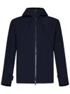 Herno Navy Blue Hooded Jacket With Double Bi-stretch Fabric In Blue