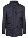 Herno Quilted Flap-pocket Puffer Jacket In Blue