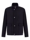 Herno High-neck Buttoned Jacket In Blue