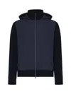 Herno Blue Wool And Nylon Hooded Jacket In Blue