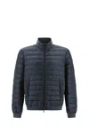 Herno Nylon Ultralight And Knit Bomber Jacket In Blue