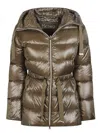 Herno Drawstring Hooded Down Jacket In Green