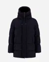 Herno Jacket In Cashmere, Silk And Ecoage In Navy Blue