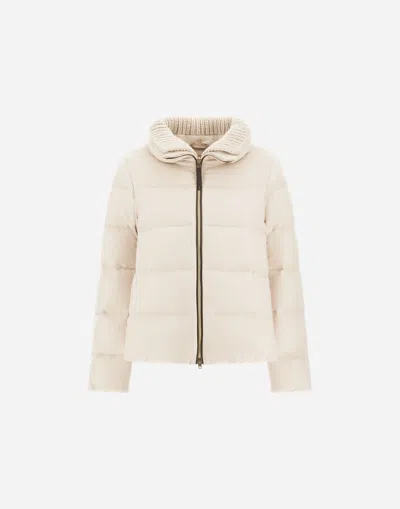 Herno Jacket In Cashmere, Silk And Monogram In White