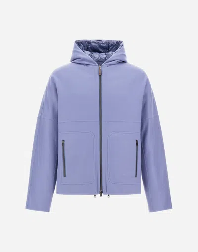Herno Jacket In Double Wool And Nylon Ultralight In Light Blue