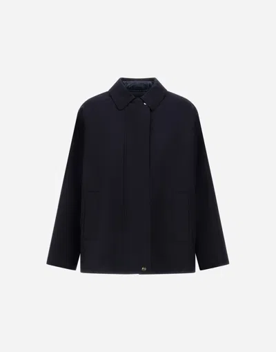 Herno Jacket In Fluid Wool And Nylon Ultralight In Blue