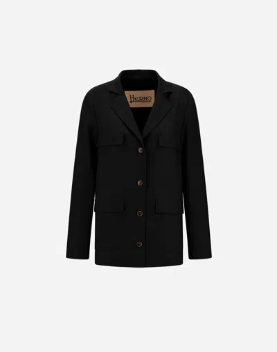 Herno Jacket In Fluid Wool In Black