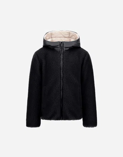 Herno Jacket In Gloss And Teddy Fabric In Black
