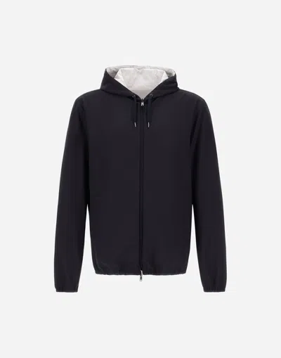 Herno Jacket In Light Stretch Wooly And Eco Millionaire In Black