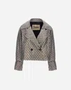 Herno Jacket In Monogram Lurex In Golden/blue