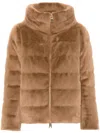 Herno Faux Fur Teddy Jacket In Camel In Brown